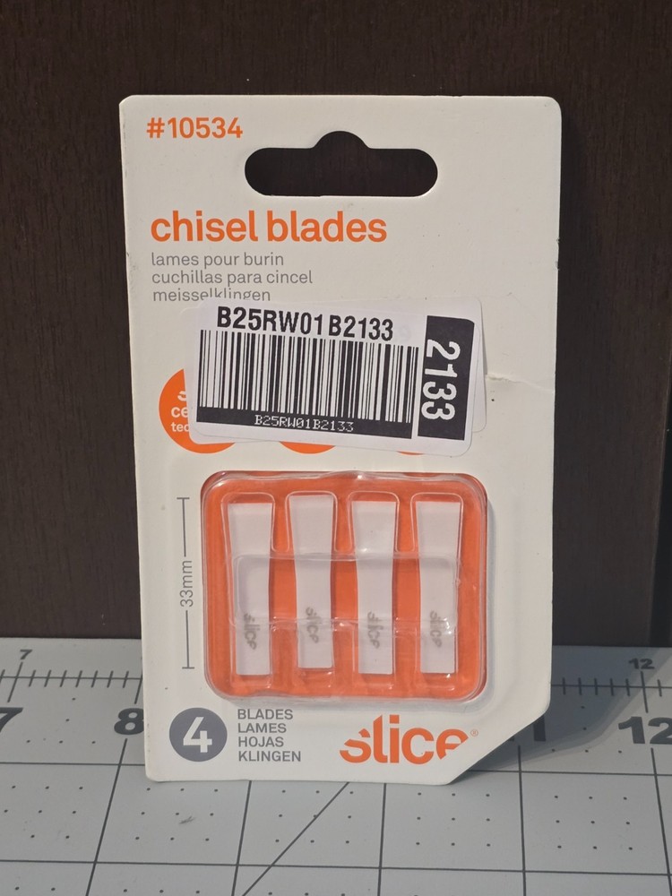 Slice 10534 Chisel Precision Blade, Single-Edged, White, Pk4 Pack of 4