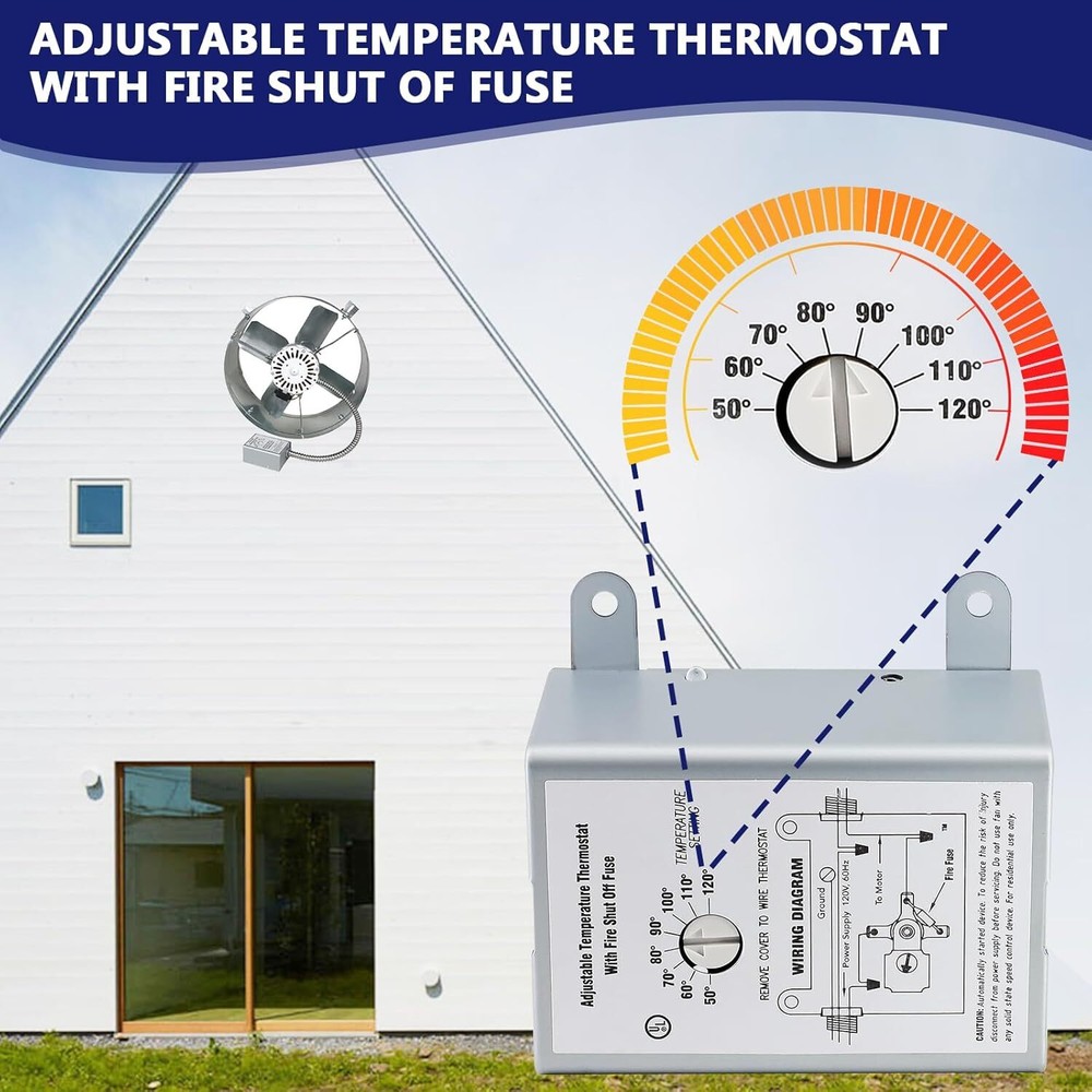 For Attic Fan 58034 Adjustable Thermostat Replacement Temperature Control Switch