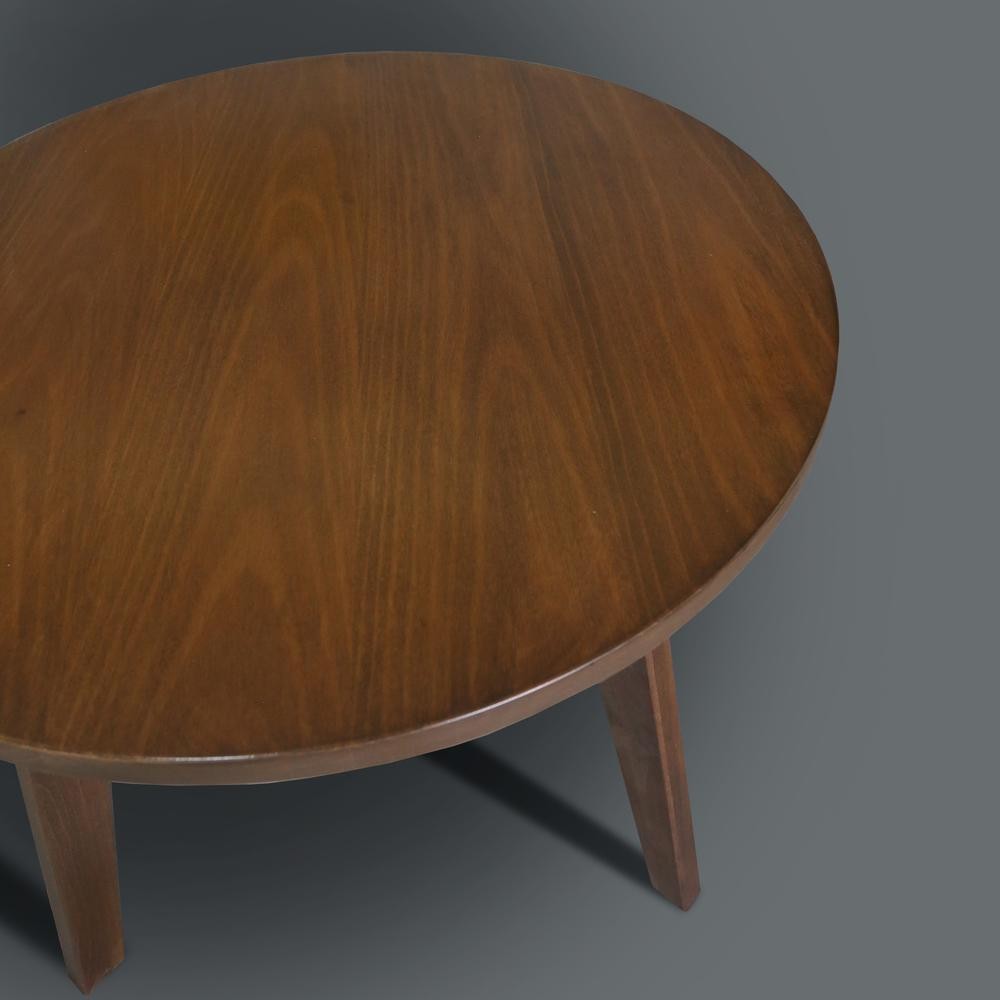 Genuine 24" Round Coffee Table with Solid American Gum - Walnut