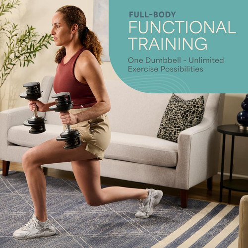 Lifepro Adjustable Dumbbells – 25lb Pair One Size, Dial Adjustment