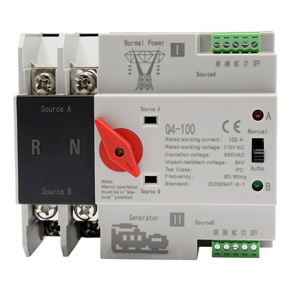 110V 2P 100A Mini Dual Power Automatic Transfer Switch Dual Power Generator Chan