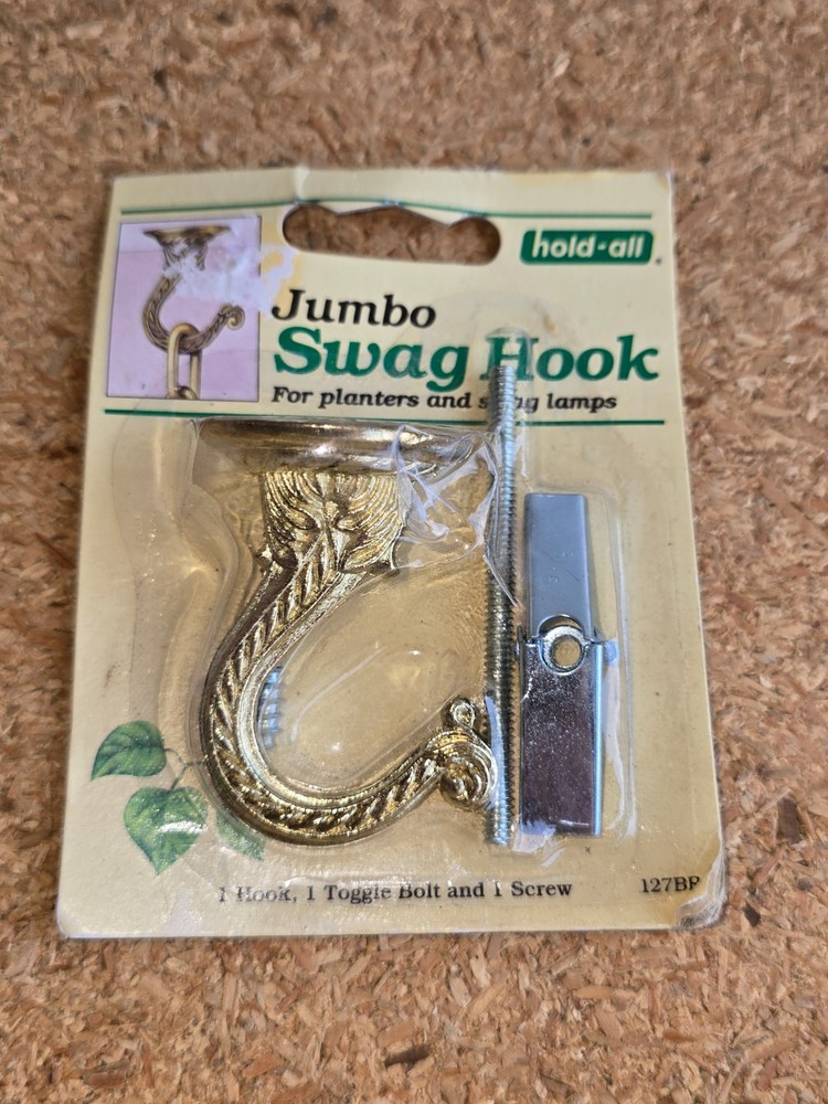 Jumbo Swag Lamp or Plant Hook w/ Toggle Hold All new