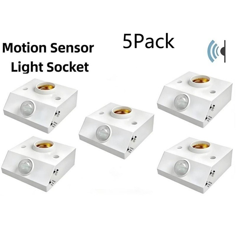 5Pcs E26/E27 PIR Motion Sensor Light Socket 50W Infrared Lamp Holder