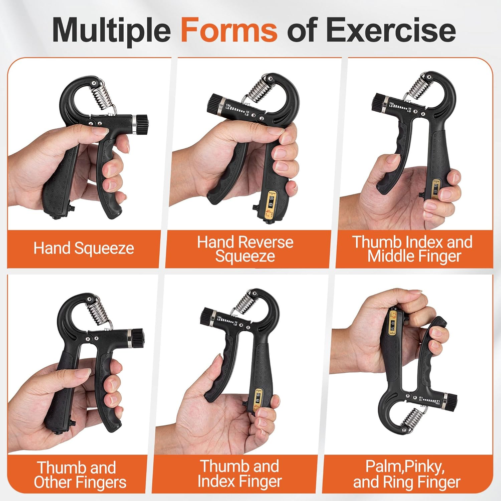 Grip Strength Trainer Kit (5 Pack) , Adjustable Resistance Hand Gripper, Finger