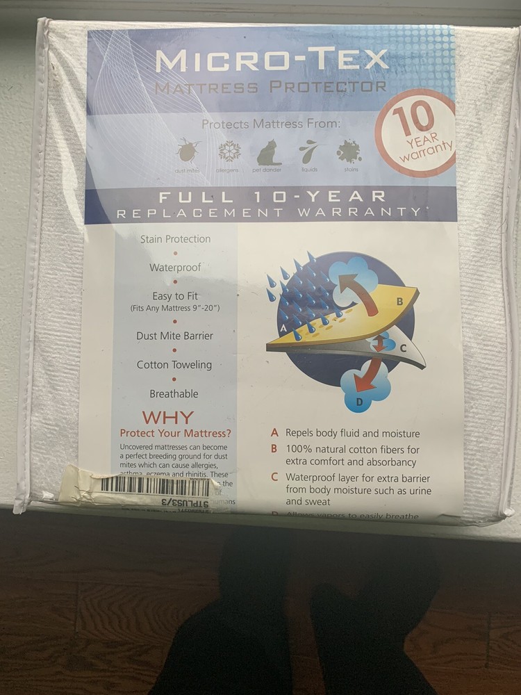 MICRO-TEX MATTRESS PROTECTOR FOR TWIN BED NEW
