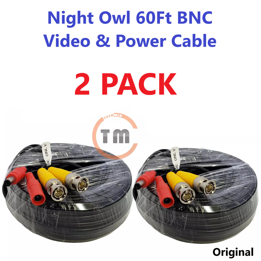 Night Owl 2 PACK 60Ft BNC Video & Power Cable for Night Owl Security Camera NEW™