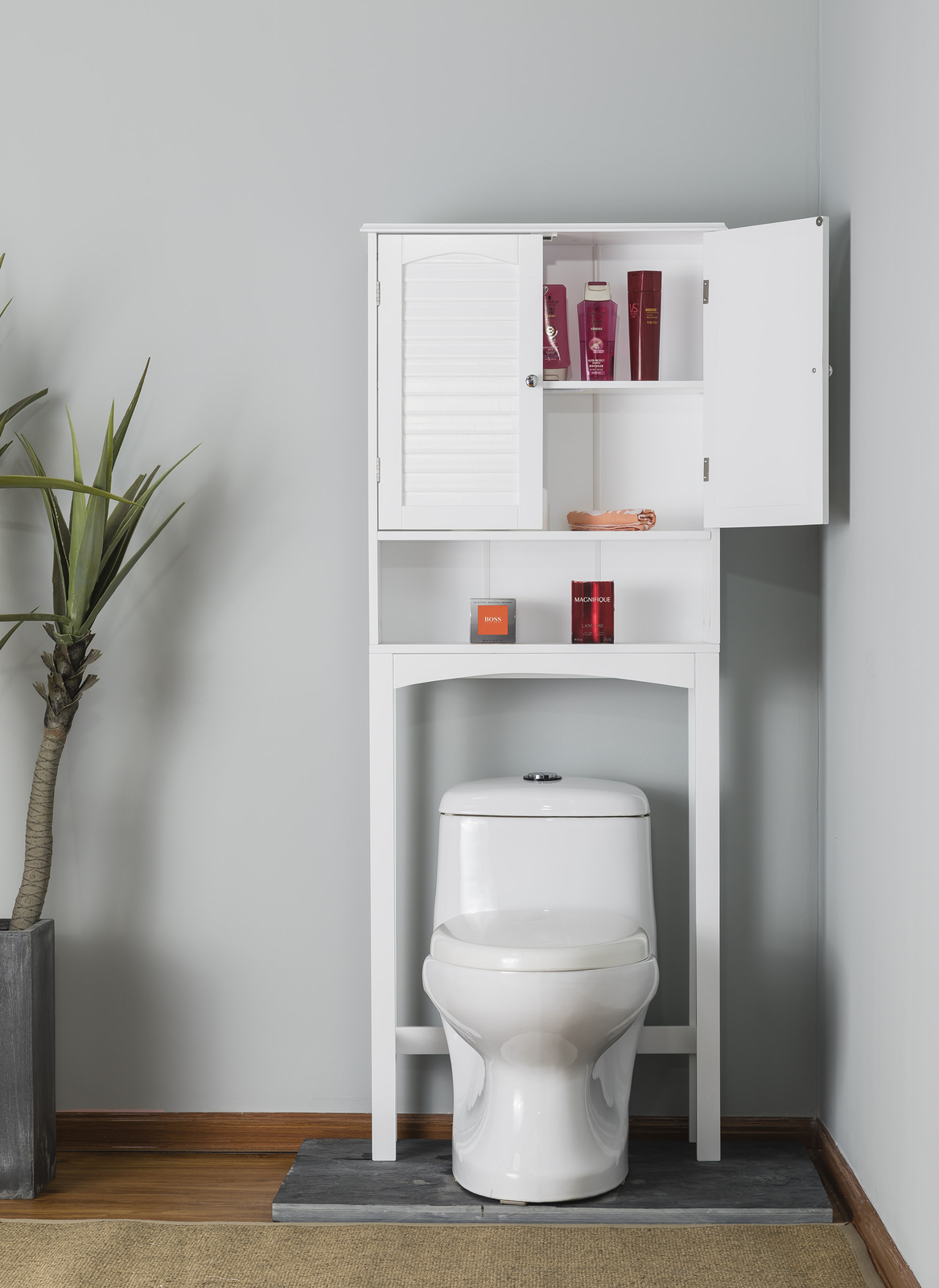 Teamson Home Louis Wooden Space Saver Shutter Style Doors White ELG-672