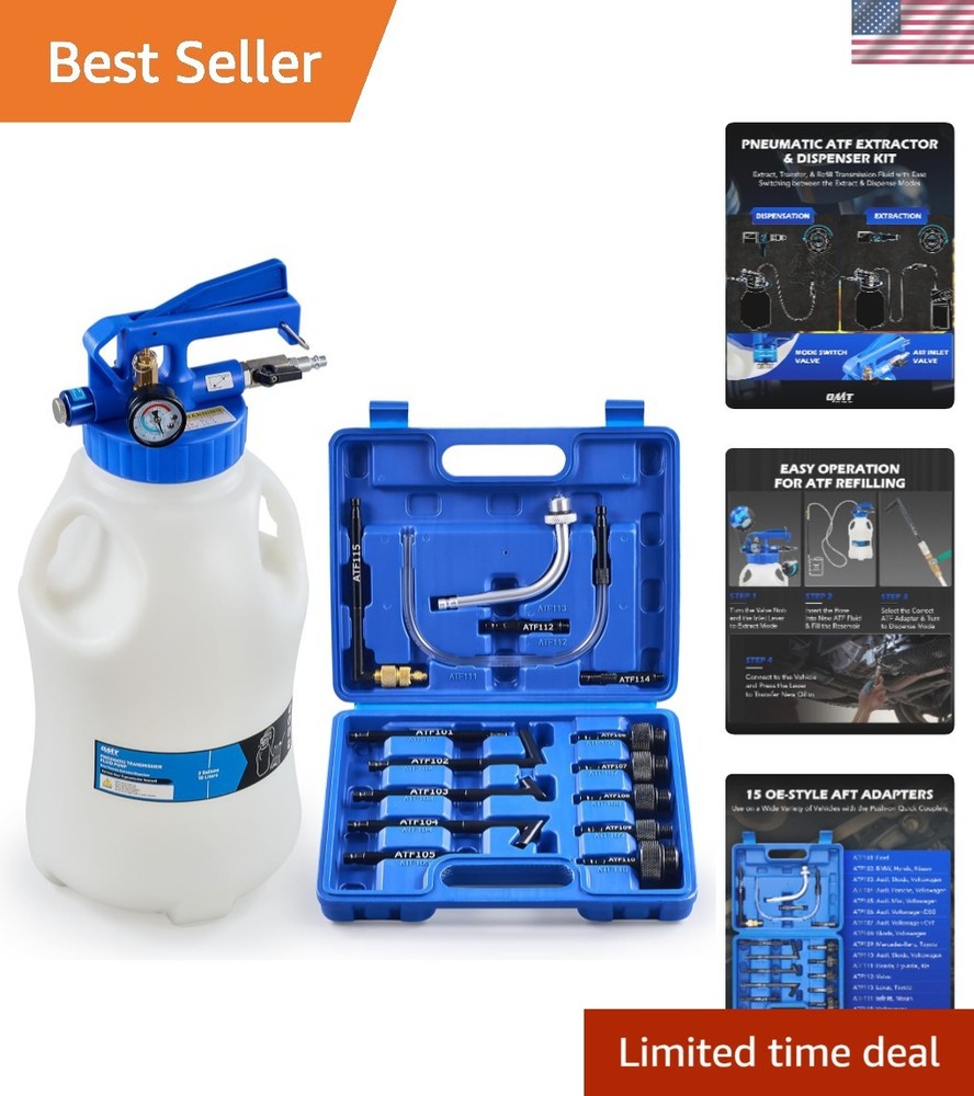 Efficient 10L Transmission Fluid Extractor with 15 ATF Adapters - Compact Design