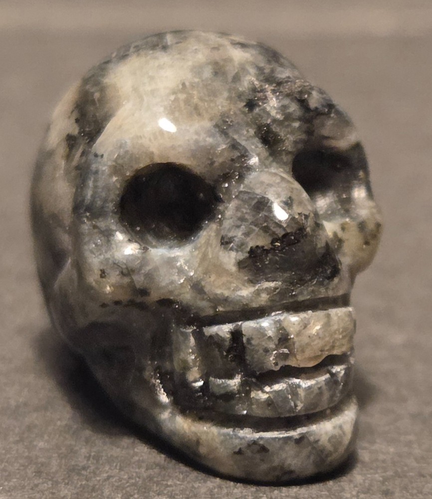 SHADOWBOX MINIATURE-MEMENTO MORI-STONE CARVED SKULL-D