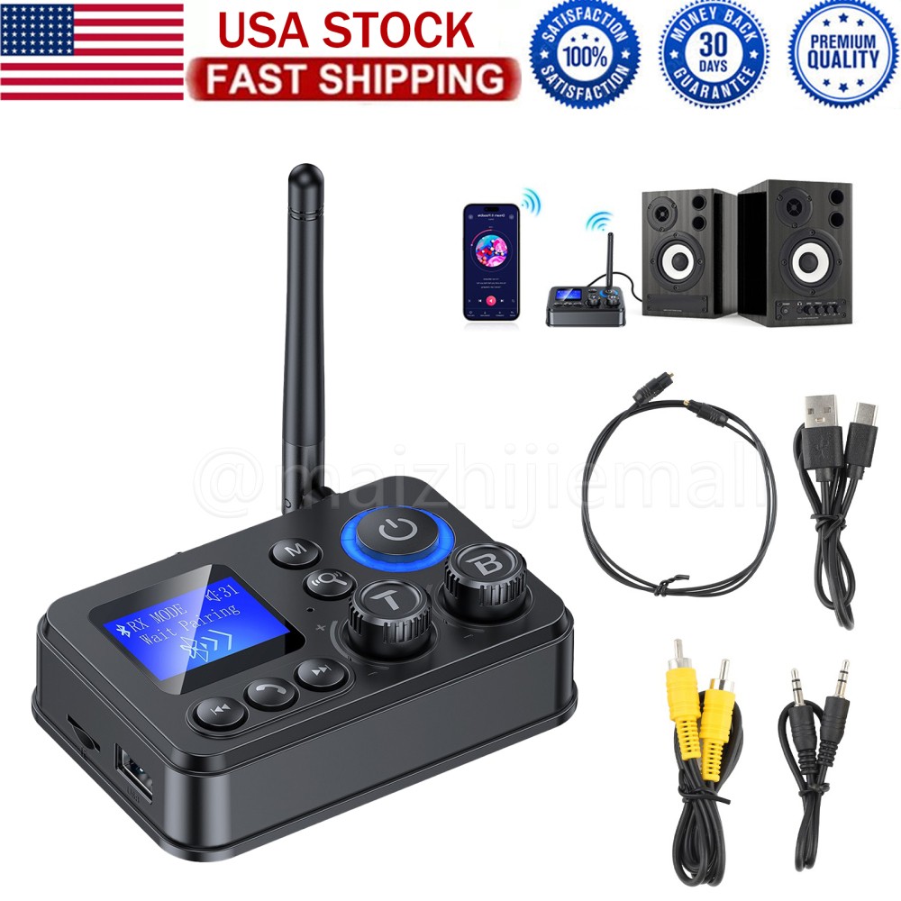 Bluetooth 5.4 RX/TX Transmitter Receiver 3.5mm AUX TV Home Stereo Audio Adapter+