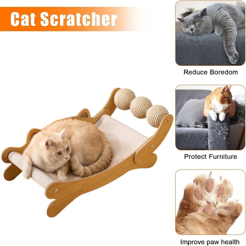 Cat Scratch Pad with Replacement Scratching Felt, Large Cat Scratcher Bed Ham...