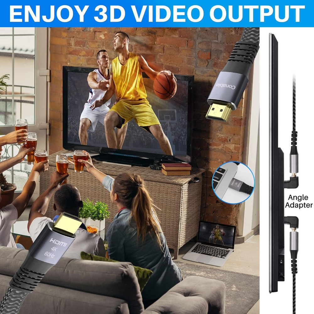 Flat HDMI Cable (2 Pack, 2FT+ 2FT), 4K High Speed 2 Feet Pack)