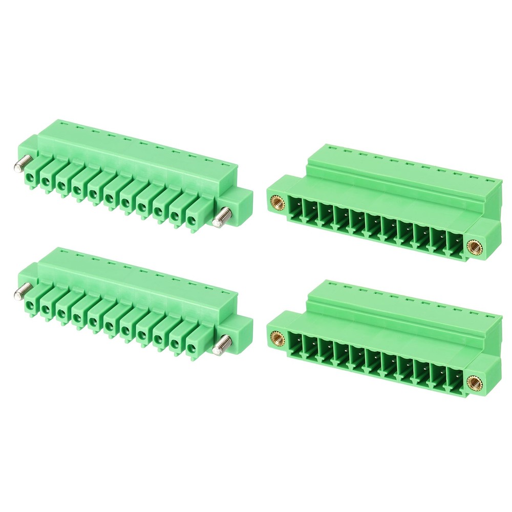 2Set 11P PCB Mount Screw Terminal Block Connector, 3.81mm/0.15 Inch