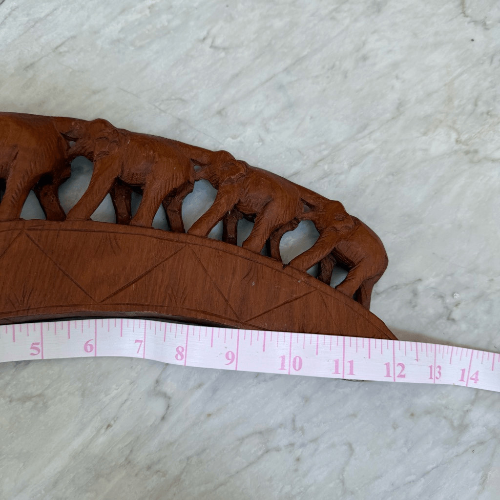 Vintage Hand Carved Wooden Elephant Bridge Figurine Home Decor Made In Thailand