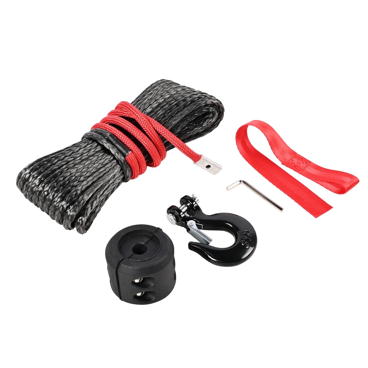 Synthetic Winch Rope Kit, 1/4'' x 50FT w/ 10000 lbs Strength, Protective Sleeve