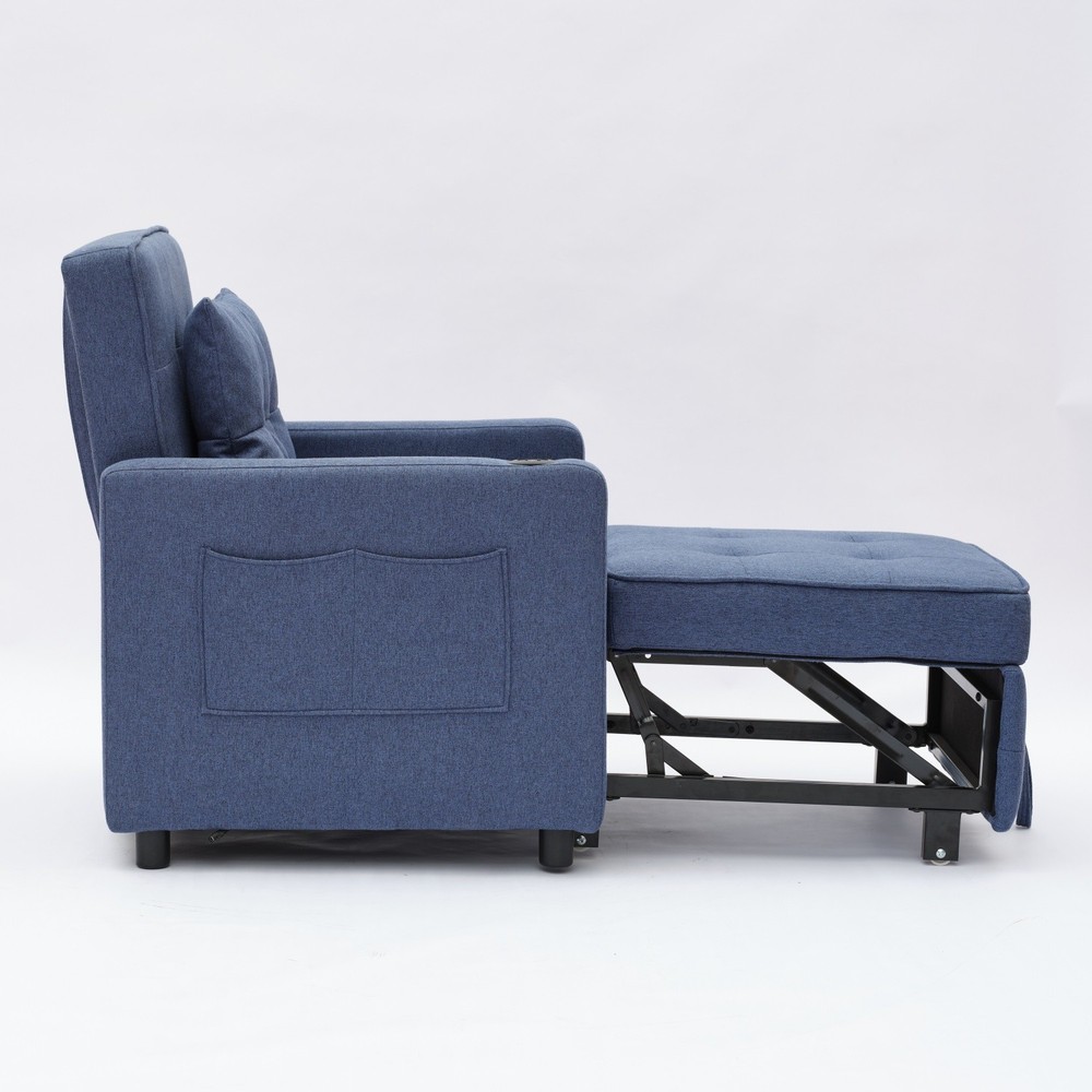 Convertible 3in1 Sleeper Sofa Bed Single Folding Pull Out Bed with USB Ports