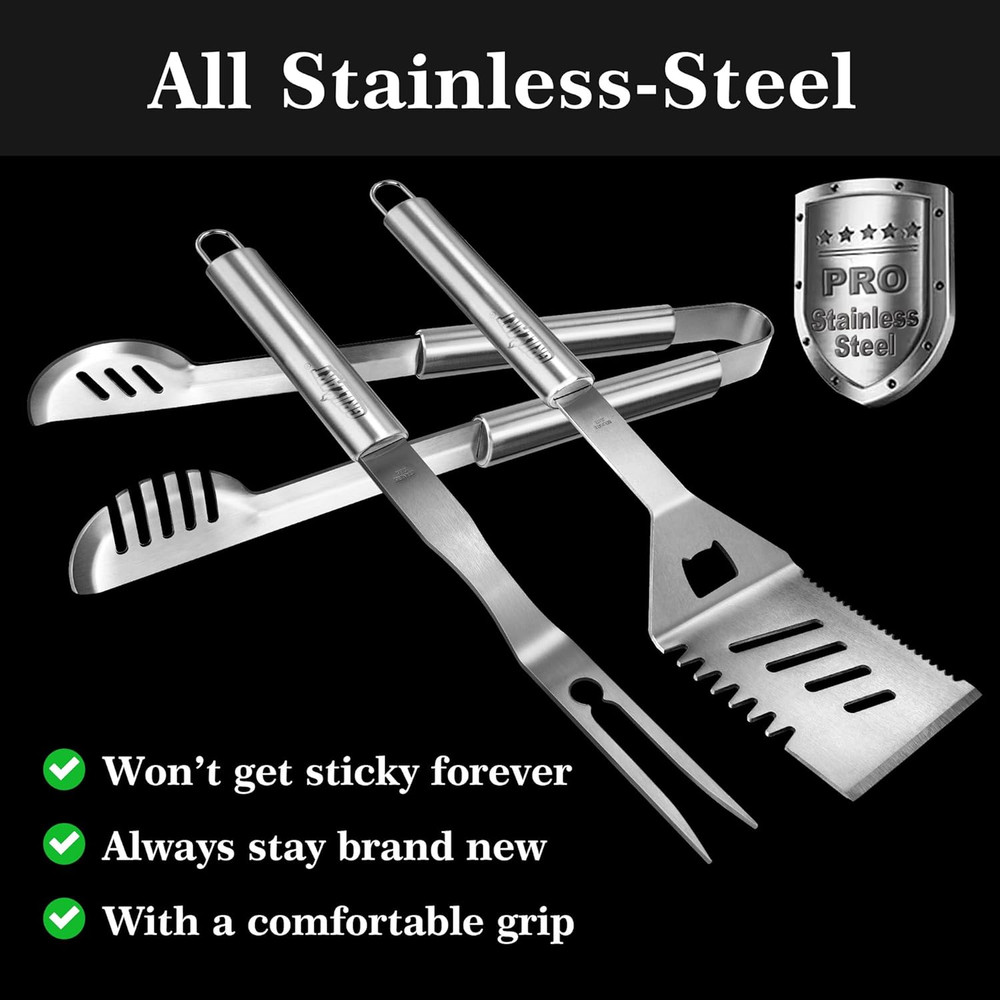 Grill Tools Grill Utensils Set - 3PCS BBQ Tools, Stainless Barbeque Grill Access