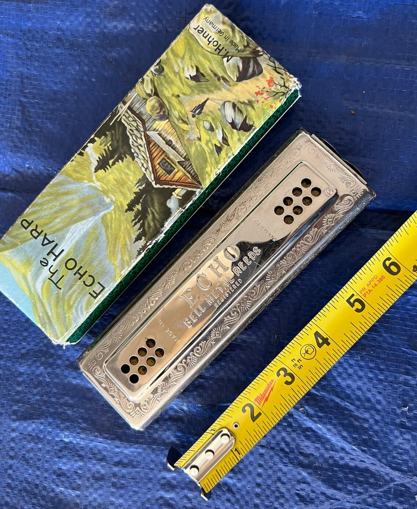Vintage Hohner The Echo Germany Harmonica with box for restore