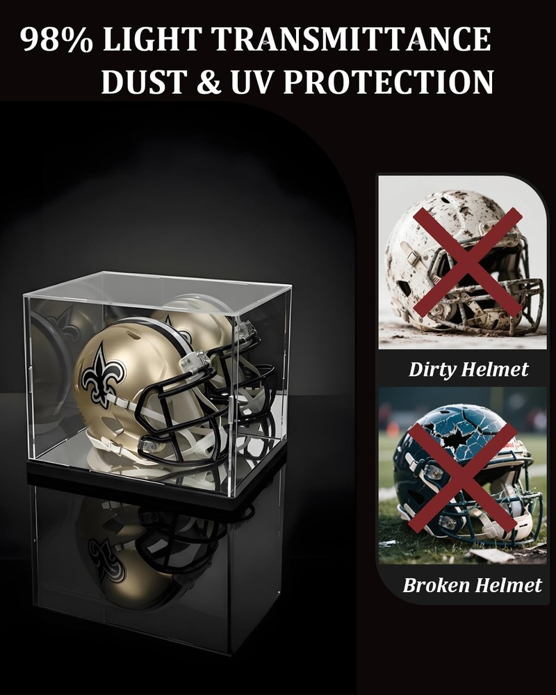 Mini Helmet Display Case with UV Protection & Case, Clear
