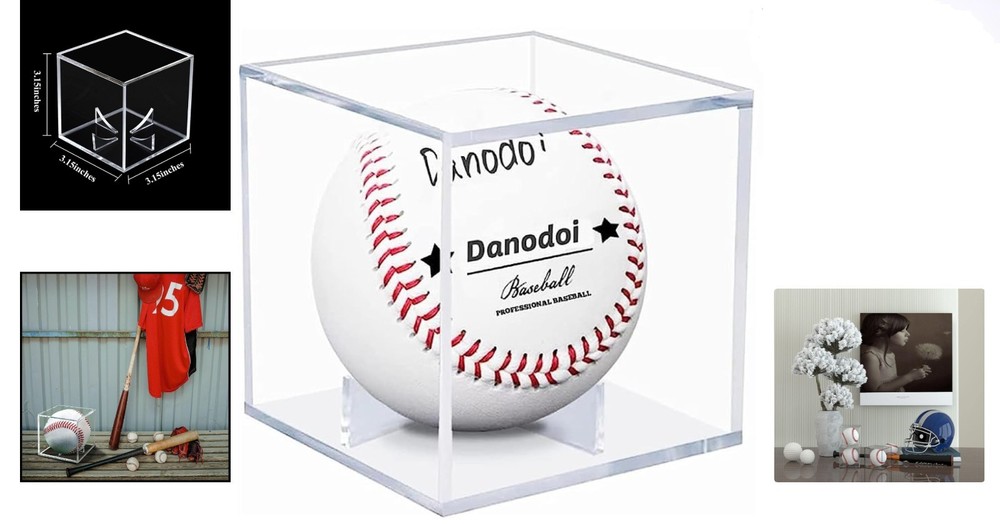 UV-Protected Baseball Display Case - Durable Acrylic Cube for Autographed Balls
