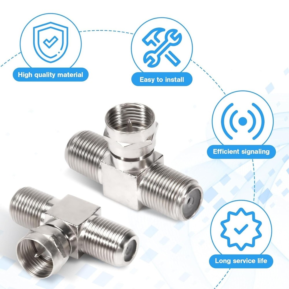 Easy Install Coaxial Cable Splitters 2 Pack for Multiple Devices