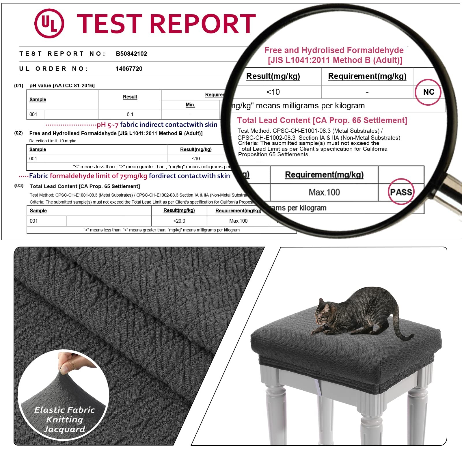 Luxury Vanity Bench Stool Cover, (15"- 20") L x (11.8"- 15.7") W Rectangle Sm...