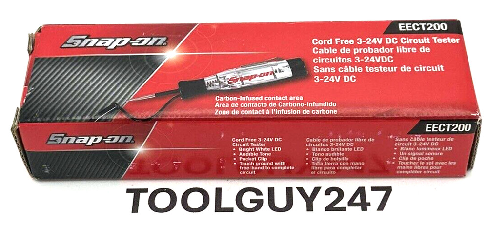 SNAP ON TOOLS EECT200 CORD FREE Circuit Tester 3-24v DC CLEAR handle  FREE SHIP!