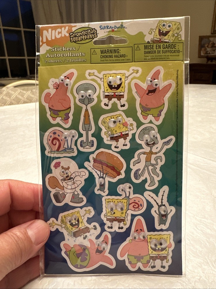 Sponge Bob SquarePants Google Eye Stickers 2 Sheets New