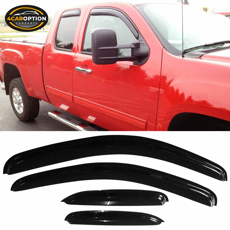 Fits 08-13 Chevy Silverado Sierra Extended Cab Window Visors Rain Sun Guard Vent