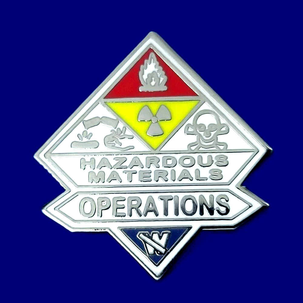HAZARDOUS MATERIALS OPERATIONS PIN: 1", Silver-Nickel Plated, #991