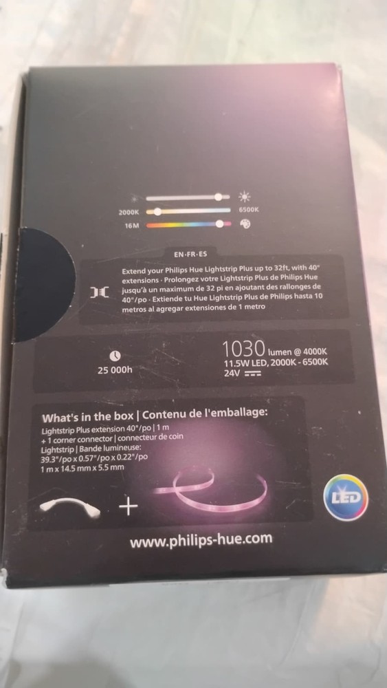 Philips Hue Bluetooth Smart Lightstrip Plus 1m/3ft Extension (No Plug), White
