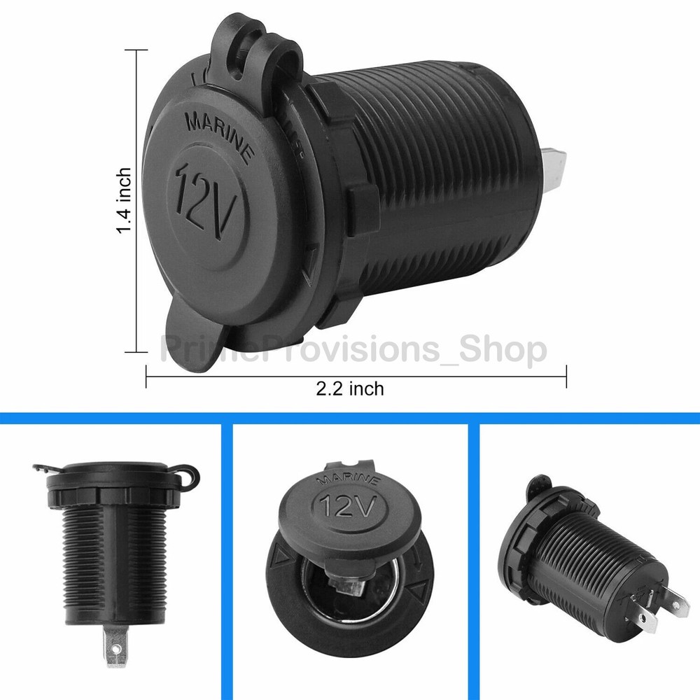12V Cigarette Lighter Socket Power Outlet Socket Receptacle Motorcycle Car ATV
