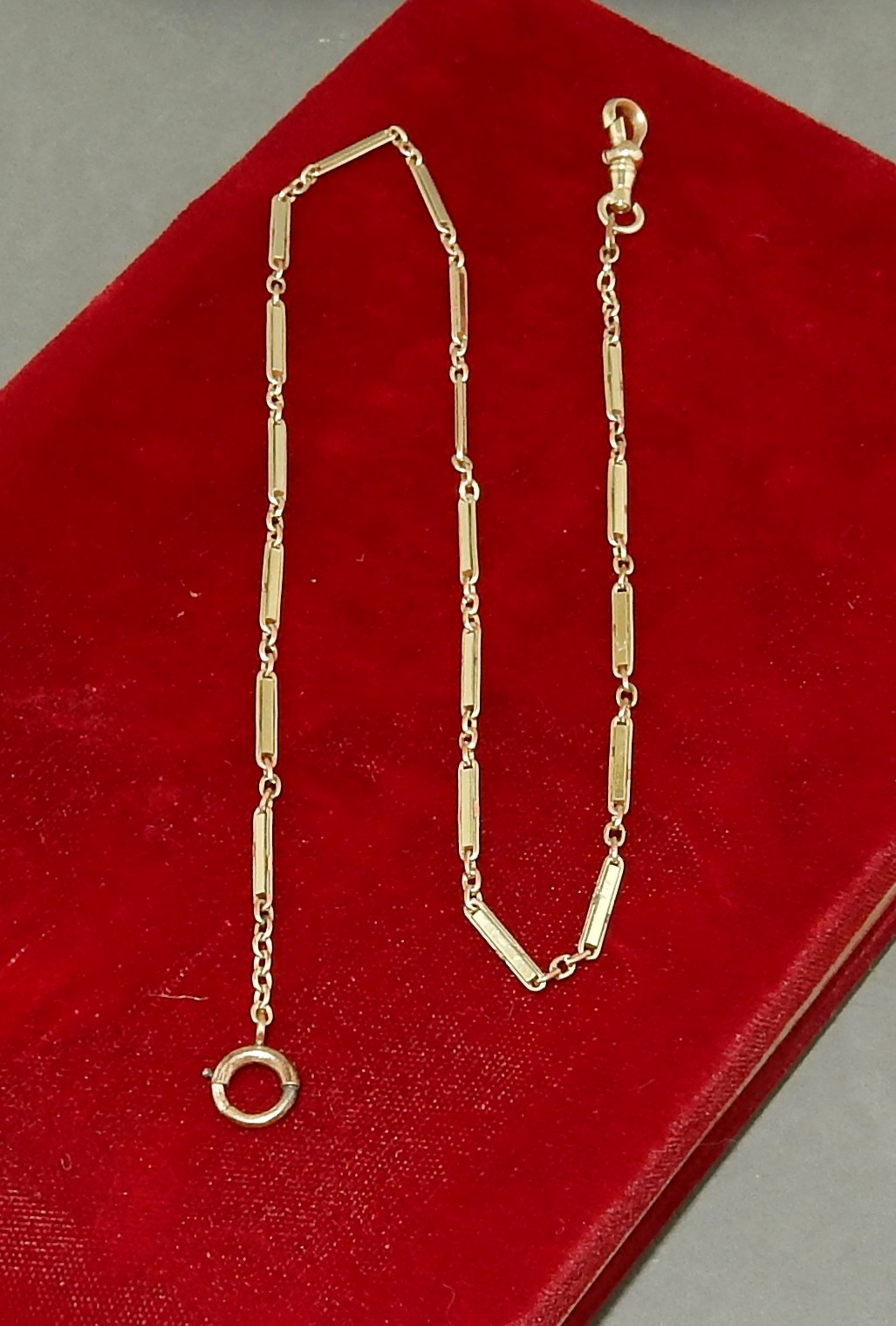 Antique 1/10 14K Yellow Gold Filled 14.25" Bar Link Pocket Watch Chain 6g