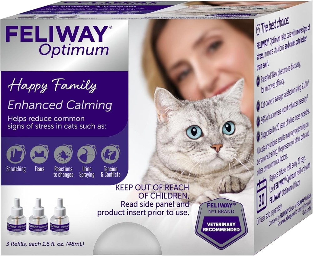 Optimum 3 x 30 Day Cat Calming Refills for Pheromone Diffuser, 3 x 48ml Value...