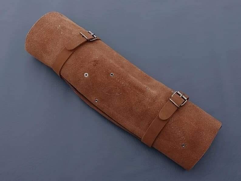 Custom handmade & hand forged kitchen chef set with leather roll 05 pcs