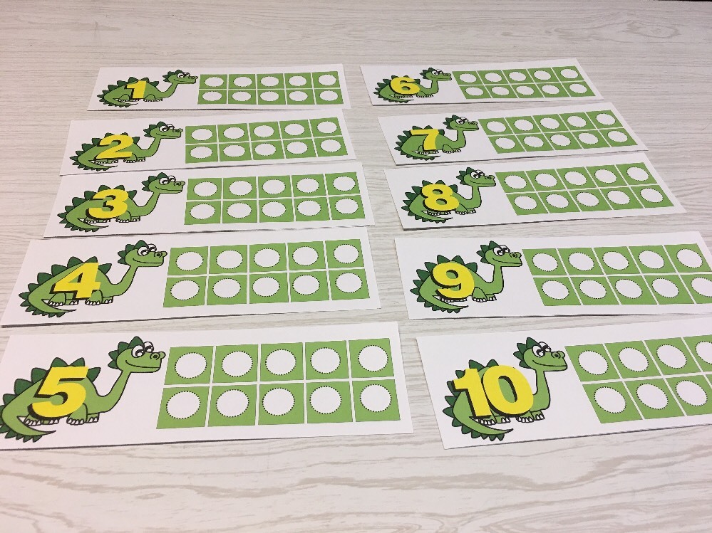 Dinosaur Ten-Frames - Laminated Activity Set - Teaching Supplies
