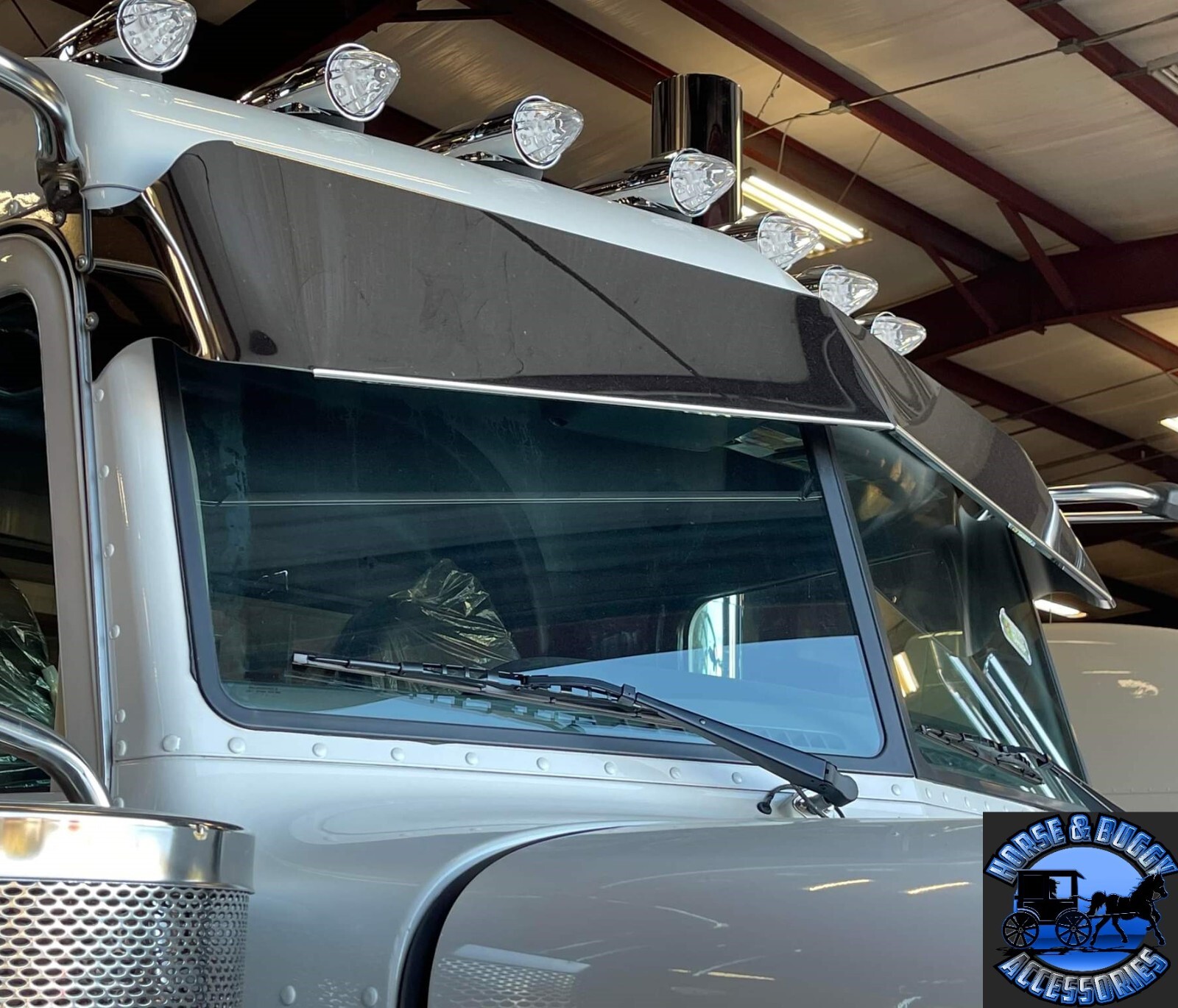 Rollin low Peterbilt 12" x 8" reverse bowtie visor 14 gauge 304 s.s. 379 389