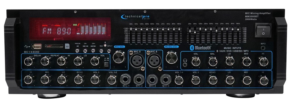 Technical Pro MM2000BT Bluetooth Karaoke Machine System+(4) 5.25" Wall Speakers