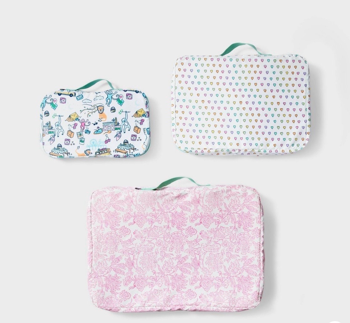 Roller Rabbit x Target 3pc White/Teal Packing Cube Set