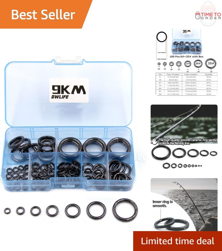 Fishing Rod Ceramic Guide Ring Replacement Kit 14 Sizes for Spinning Casting