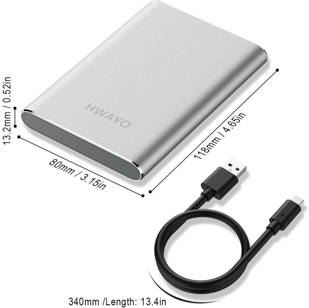 High-Speed 120GB Portable Hard Drive - Plug & Play USB Type C Storage Solution