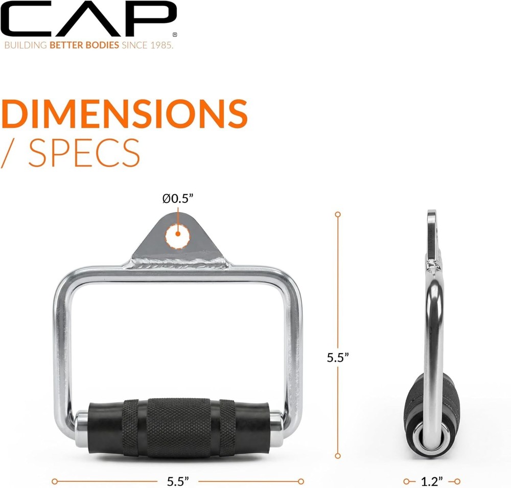 CAP Cable Machine Single D Handle – Chrome, Padded Grip for Ultimate Comfort