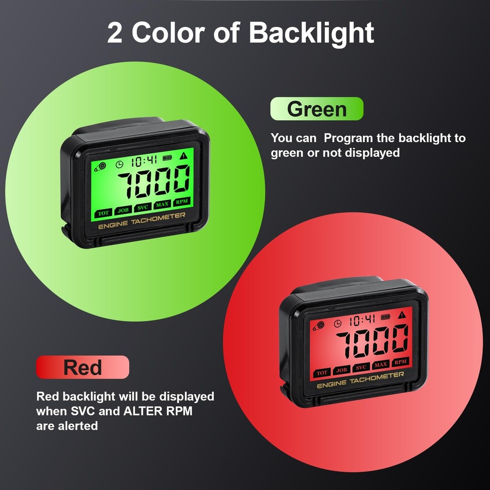 Digital Chainsaw Tachometer Motorcycle Pulse Engine Tachometer Adjustable Gre...