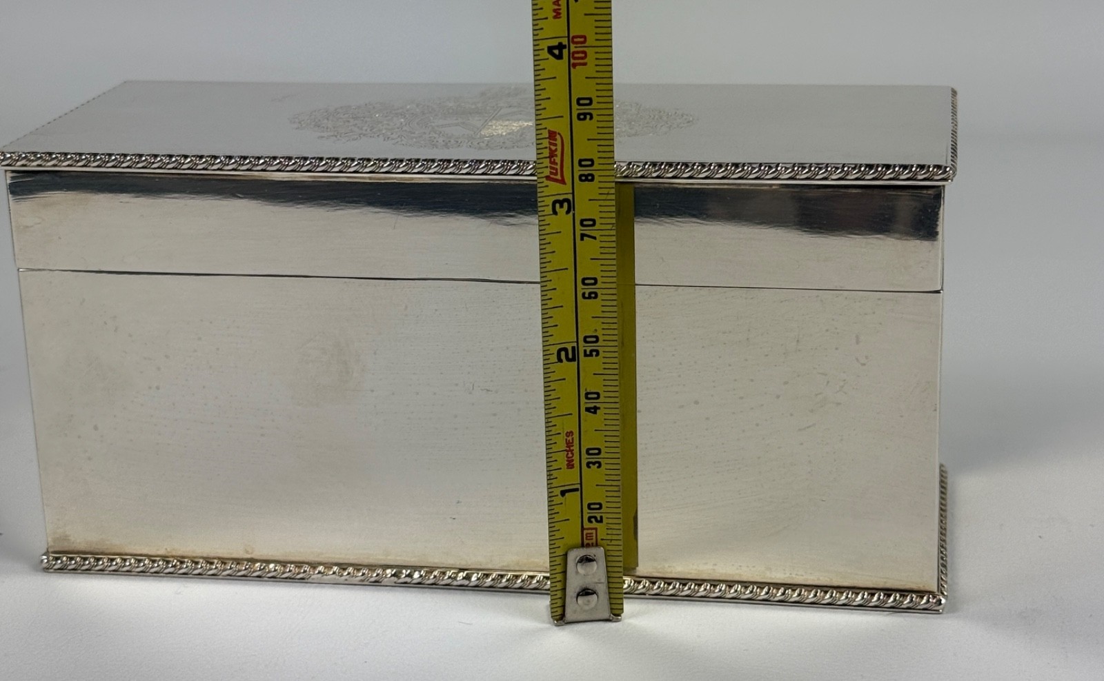 Barker Ellis Vintage Silver Plate Tea Caddy Box, England, 6 Divided Sections