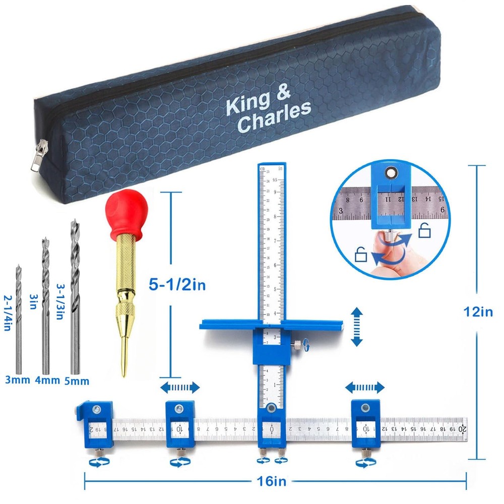 Cabinet Hardware Doweling Jig, Adjustable Cabinet Handles Install Template Tool,