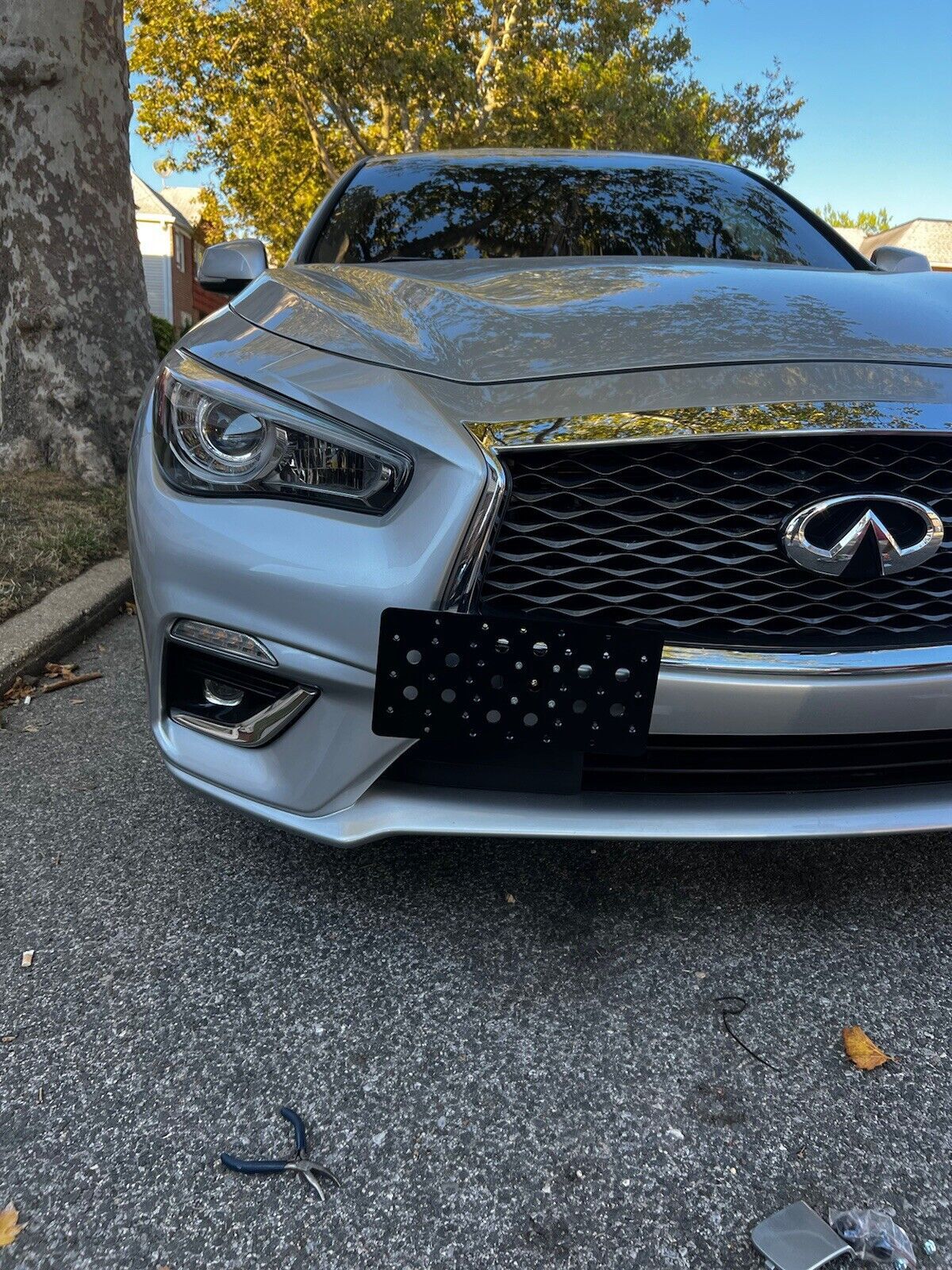 Bumper Tow Hook License Plate Mount Bracket Kit For INFINITI Q50 2014-2024 New