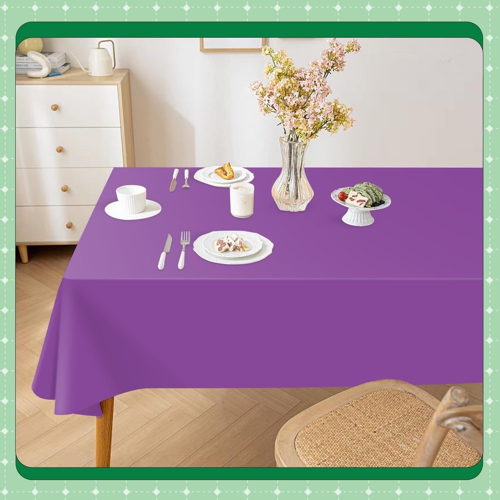 Purple 14 Pack 54 x 108 Inch Plastic Tablecloths, Disposable Rectangle Tablec...