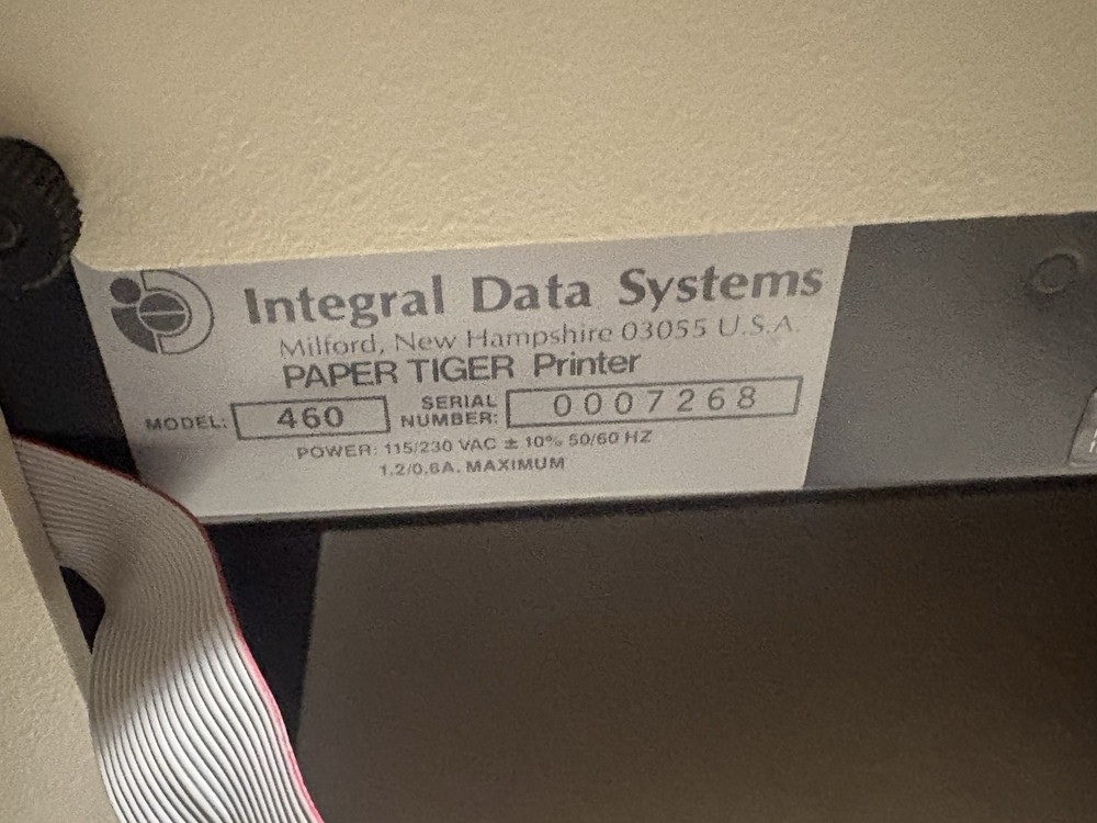 Integral Data Systems IDS PAPER TIGER Printer Model 460 Vintage Impact Printer