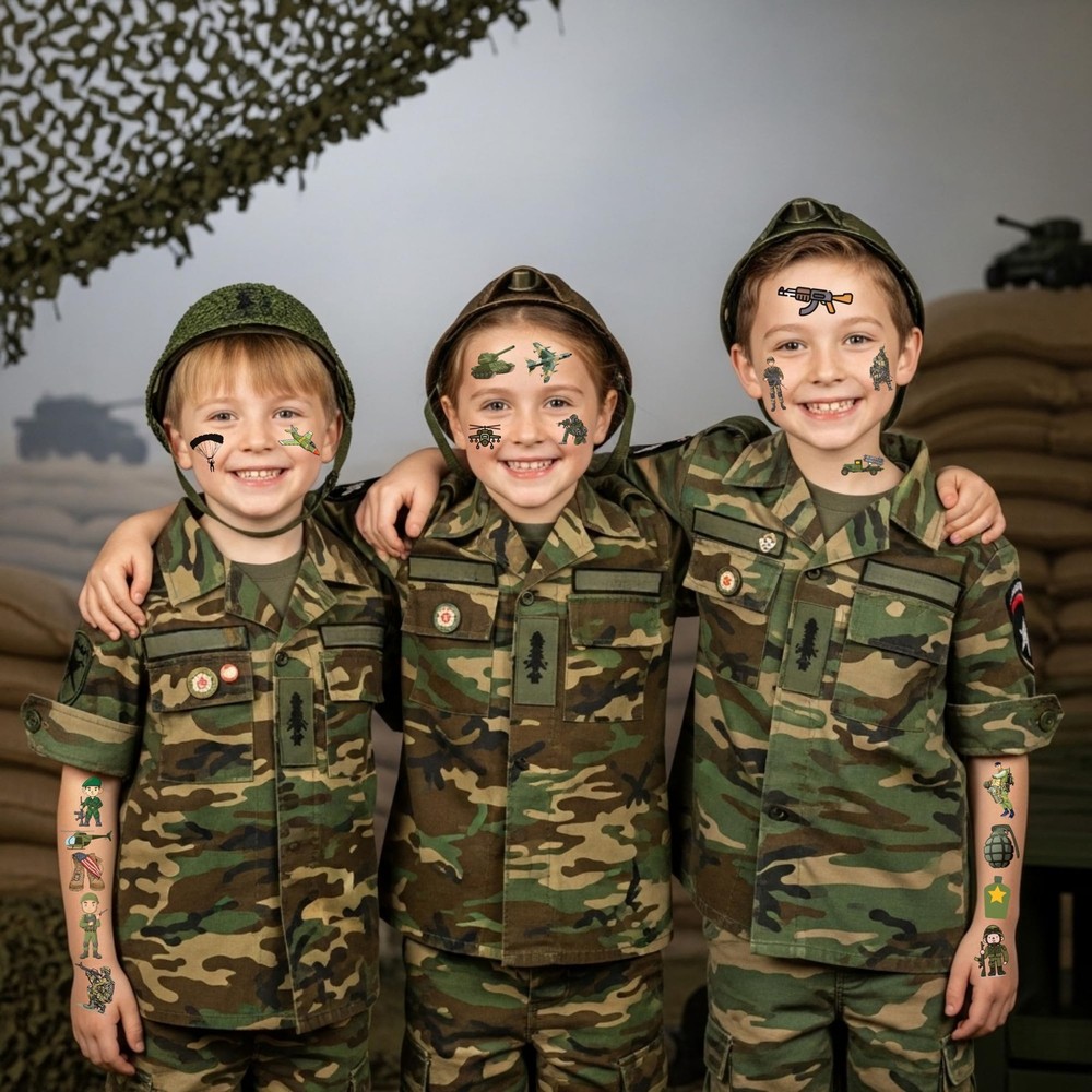 Army Temporary Tattoos - Birthday Decorations Medium,