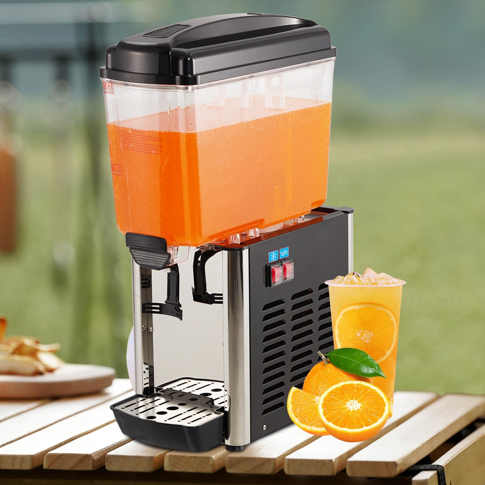 Commercial Beverage Dispenser, Single Tanks 18 L / 4.8 Gallon Per Tank Juice